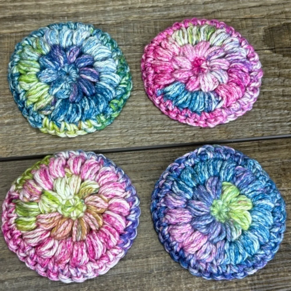 Handcrafted Crochet Face Round Scrubbies Makeup Remover‎ Set Cotton Yarn